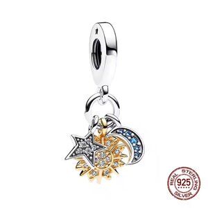 925 STERLING SILVER | Sun Moon Star Charm/Pendant | Minimalist & Hypoallergenic